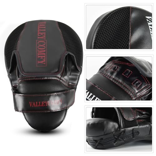 Valleycomfy Boxing Pads Punching Mitts for Training,Muay Thai,Martial Arts - color: Red