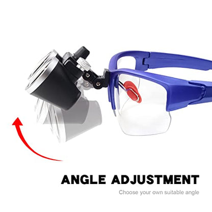 3.5x420MM Angle Adjustable Binocular Loupes Magnifier Glasses Loupes with Cloth Case (Blue) - color: Blue