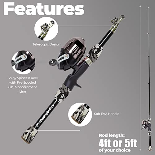 Kids Fishing Pole - Rod Reel Combo Tackle Box Starter Set - First Year Small Dock Gear Kit for Boys Girls Toddler Youth Age Beginner Little Children Junior Anglers