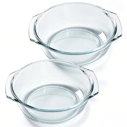 Small Casserole Dishes 2 Pack Soup Bowls, Glass Round Baking Dish Individual Portion Baking Pan for Oven Air Fryer Egg Microwave Rice, Clear Prep Bowls with Handle Microwavable Bowls - size: Small-Round
