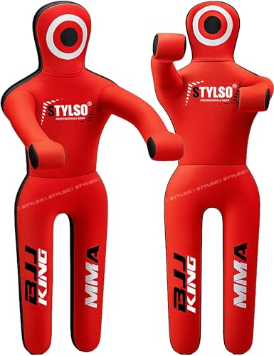 Unfilled Grappling Dummy – Adult Life Size Wrestling & BJJ Training Dummy, MMA Jiu Jitsu Judo Takedown & Throwing Practice, Heavy-Duty Triple-Stitched Canvas Submission Dummy - color: Red, size: 6ft / 72"