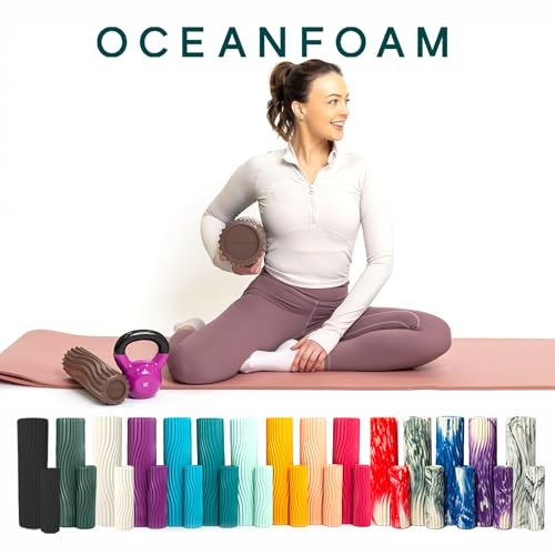 Oceanfoam Ripple Travel Foam Roller (11" x 3.35") Firm Mini Foam Roller for Physical Therapy, Deep Tissue Massage, Back Pain - High Density, Ergonomic Wave Textured - Yoga, Exercise (Espresso) - color: Espresso