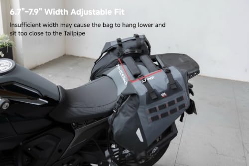 KEMIMOTO IPX6 Waterproof Motorcycle Saddlebags PVC Soft Panniers Side Tail Bag 30L(15Lx2) Motorbike Adventure Dual Sport Bike Dirtbike Travel Luggage Rackless Saddle Bags