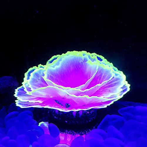 Norgail Aquarium Fish Tank Ornament Glowing Silicone Aquarium Ornaments Artificial Simulation Strip Coral Plant Decorations Landscape Purpie 1Pcs 2.75’’x3.5’’