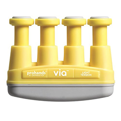 Prohands VIA Hand Exerciser, Finger Exerciser (Hand Grip Strengthener), Spring-Loaded, Finger-Piston System, Isolate and Exercise Each Finger - color: Yellow - Via, size: 4 lb (Light Tension)