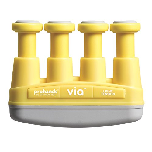 Prohands VIA Hand Exerciser, Finger Exerciser (Hand Grip Strengthener), Spring-Loaded, Finger-Piston System, Isolate and Exercise Each Finger - color: Yellow - Via, size: 4 lb (Light Tension)