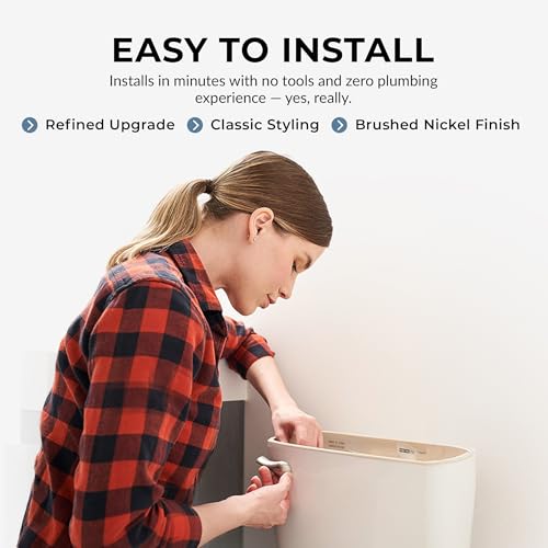 Qualihome Brushed Nickel Finish Front Mount Toilet Handle Replacement Kit, Universal Toilet Tank Flush Lever Fits Most Standard Front-Mount Toilet Tanks - color: Brushed Nickel