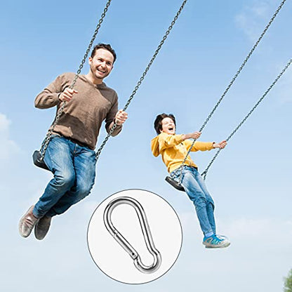 Hanging Chair Chain Set of 2 Stainless Steel Heavy Duty Hanging Kits with 4 Carabiners Hammock Chair Hardware for Indoor Outdoor Playground Hanging Chair Hammock Chair Punching Bags - 23.62" | Heavy Duty Hanging Kits with 4 Carabiners Hammock Chair Hardwa