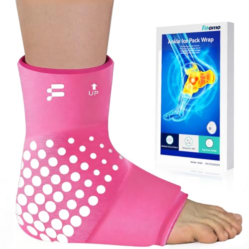 Ankle Ice Pack Wrap, Long-Lasting Cold Compression for Ankle Recovery | Thickened Gel, Stays Cold Longer, Soft After Freezing, Full Wrap Cooling, Reusable Cold & Hot Therapy, Easy to Slip On - color: Pink, size: L