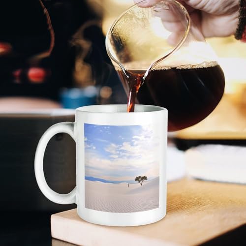 11oz White Ceramic Coffee Mug Funny Romantic White Sand Landscape Tea Cup Microwave & Dishwasher Safe, Lead-Free for Home Office Daily Use & Gifting - color: Romantic White Sand Landscape