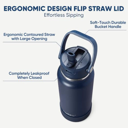 CIVAGO Gallon Insulated Stainless Steel Water Bottle with Removable Straw | 128 oz Large Leakproof Water Jug, Big Metal Sports Flask Cup with Bucket Handle, Silicone Boot, Dishwasher Safe, Army Green - color: Army Green, size: 128 Ounces