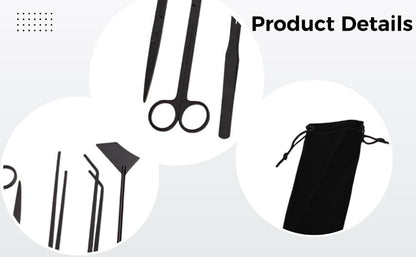 5 Pcs Aquarium Tools Kit, Stainless Steel Black Tools, Includes Tweezers, Scissors, and Sand Shovel, Anti-Rust