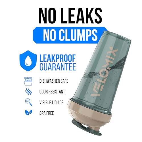 VELOMIX 2 Pack 28oz Protein Shaker Bottle for Protein Mixes, Blue/Beige - color: A9) Blue / Beige
