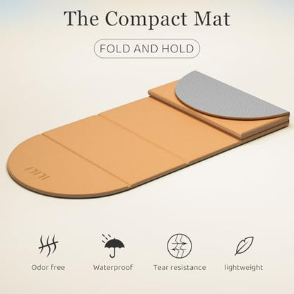 ILILI Foldable Yoga Mat, 10mm Thick, 75x26 Inch Extra Long, Exercise Mat - color: Warm Orange+White Grey