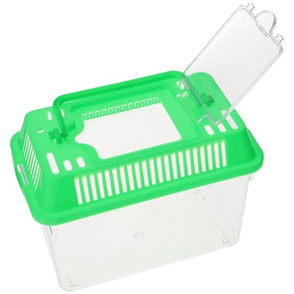 Balacoo Small Plastic Fish Bowl - Mini Fish Tank Plastic Handheld Fish Tank for Turtle and Pet Fish (Green - Lid for Random)