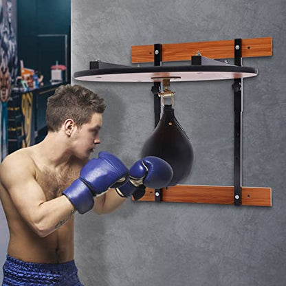 Speed Bag Platform Set, Heavy Duty Boxing Speedbag Kit, Wall Mounted Adjustable Speed Bag Platform Kit Professional Fitness Ball Boxing Reaction Training Kit 25.39*22.83" + speed bag (7.87")