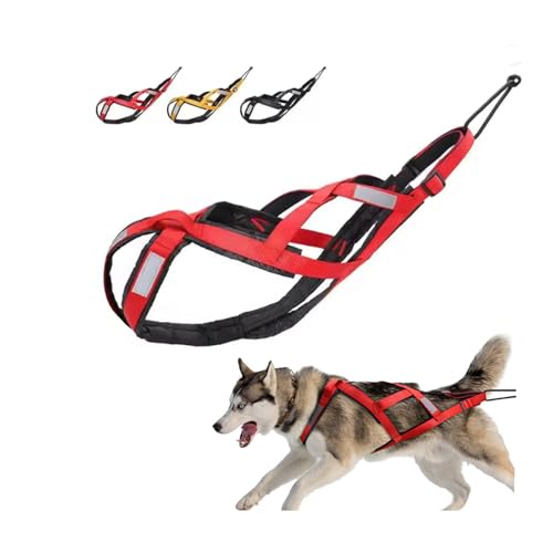 Dog Sled Harness Waterproof Nylon with Reflective Strips Durable Running Harness for Large Dogs (Red, XXL) | Dog Sled Harness Waterproof Nylon with Reflective Strips Durable Running Harness for Large Dog - color: Red, size: XXL