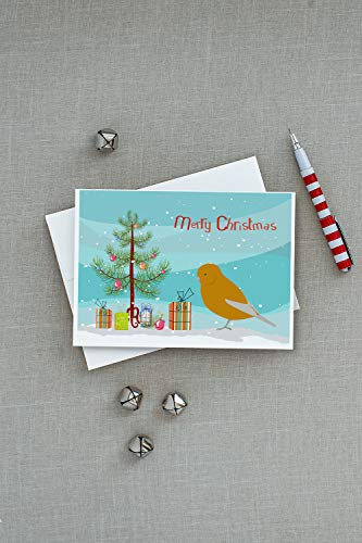 Caroline's Treasures CK4483GCA7P Norwich Canary Merry Christmas Greeting Cards and Envelopes Pack of 8 Blank Cards with Envelopes Whimsical A7 Size 5x7 Blank Note Cards - style: Birds - Norwich Canary