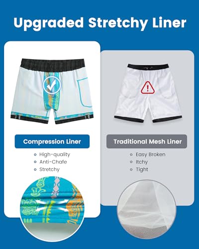 maamgic Mens Swim Trunks with Compression Liner 5 Inch, Quick Dry Bathing Suit with Zipper Pockets, No-Chafing Swim Shorts - color: Black-legendary Dragon, size: Medium