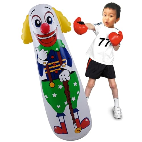 Jet Creations Inflatable Clown Punching Bag, 42" Tall | clown figure bop bag with weighted water base - you fill in water up to 1 gallon; for home activity, stress relief, parties
