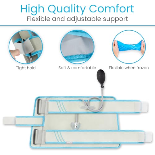 Vive Compression Elbow Ice Pack Wrap w/Inflatable Pump - Pain Relief | Fractures, Tendonitis, Tennis Elbow & Post Surgery Recovery - Adjustable Hot & Cold Therapy Brace - Arctic Flex Gel - style: Compression Ice Pack