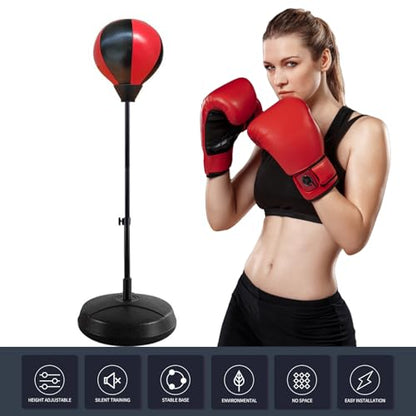 Speed Ball Stand Punching Bag Set,Fitness Reflex Bag for Adults,Adjustable Height Freestanding Reflex Speed Bags with Gloves, Boxing Punching Bag for Training, Stress Relief and Fitness.