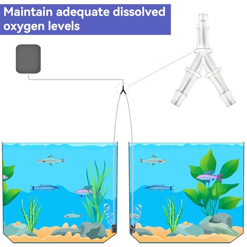 4 Pcs Aquarium Air Pump Connectors Y-Shaped Aquarium Air Valve 3 Way Airline Tubing Connector Plastic Barb Equal Y Tee 1/4'' Hose Connectors Anti-Shedding Fish Tank Tube Adapters Splitter