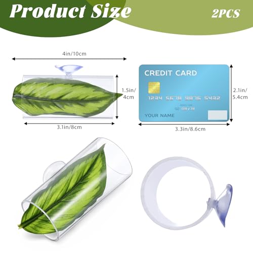 2 Pcs Acrylic Betta Hammock Tunnel Fish Tank Accessories with Soft Faux Leaf Fish Shelter Hideaway with Suction Cups for Sleeping Hiding Resting