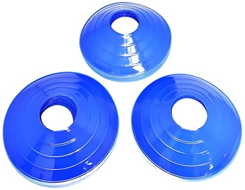 BlueDot Trading High Visibility Disc Cones for Sports, Agility Training, Soccer, Football, Field Cone Markers for Adults or Kids, Blue, Quantity 20-Pack