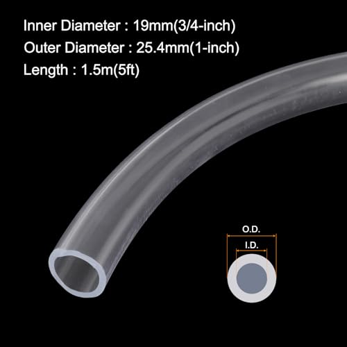 3/4" x 1" Clear Plastic PVC Tubing 5ft Flexible Vinyl Tube, [for Garden Irrigation, Water Hose, Fish Tank, Aquarium] - 19mm x 25.4mm / with 2Pcs Clamps - size: 3/4" x 1"