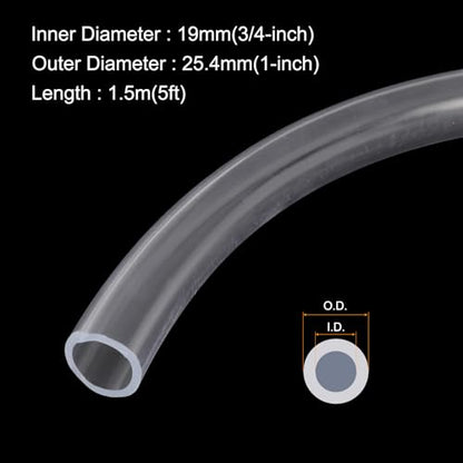 3/4" x 1" Clear Plastic PVC Tubing 5ft Flexible Vinyl Tube, [for Garden Irrigation, Water Hose, Fish Tank, Aquarium] - 19mm x 25.4mm / with 2Pcs Clamps - size: 3/4" x 1"