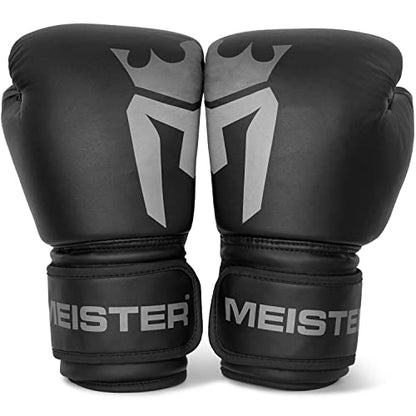 Meister [Critical] Boxing Gloves - Ergonomic High-Density Training Gloves - style: 12 Ounce Gloves - Matte Black