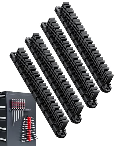 Magnetic Screwdriver Organizer and Wrench Organizer for Workshop, Garage | Heavy-Duty Tool Organizer for 48 pcs tools & Space-saving tool holder | Gift for father and boyfriend (4pcs, Black) - color: Black, size: 4 pcs