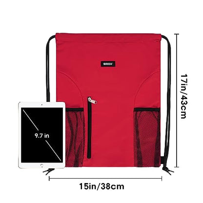 WANDF Drawstring Backpack, Gym Sackpack for Sports - color: Red
