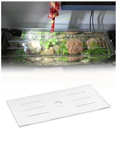 Anti Jump Aquarium Cover, 3 mm Clear Fish Tank Lid with Feeding Hole and Vent Slots, Transparent Top Cover for Open Aquariums, Shrimp Tanks(31.9x9.8in) - size: 31.9x9.8in