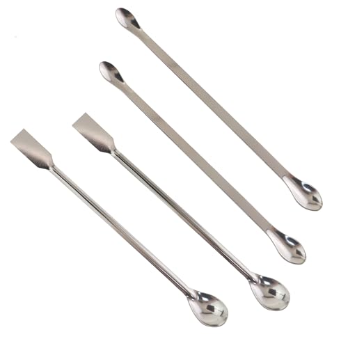4PCS 2 in 1 Laboratory Spatula 7.87 Inch Stainless Steel Dual Head Mixing Sampling Tool Suitable for Chemical Testing Experiments Science School