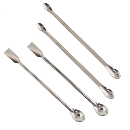 4PCS 2 in 1 Laboratory Spatula 7.87 Inch Stainless Steel Dual Head Mixing Sampling Tool Suitable for Chemical Testing Experiments Science School