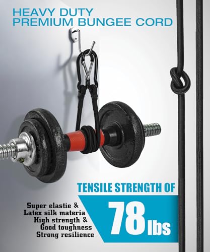 4 Pack 18 in Bungee Cords with Carabiner Hooks, 78 lb Max Load - size: 18"Bungee Cords with Hooks