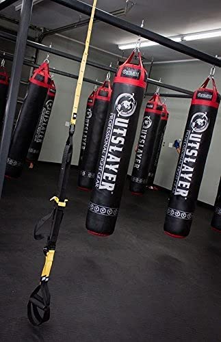 Muay Thai Punching Bag 6ft 150lbs Unfilled Made in USA - color: Black/Red, size: Without Bottom D-Ring
