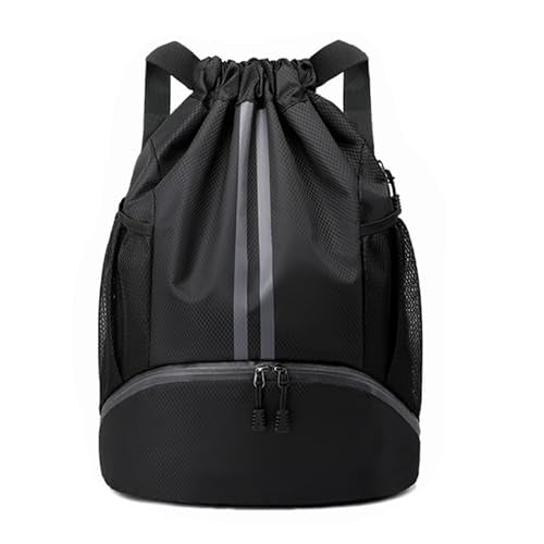 JELUTAR Drawstring Backpack Gym Bag with Shoes Compartment, Black - color: Black, size: Medium