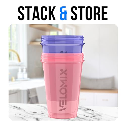 VELOMIX 2 Pack 20oz Protein Shaker Bottle for Protein Mixes, Lavender Glow - color: B4) Lavender Glow