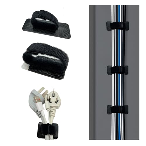 Under Desk Cable Management Ties, 15 Pack | Adjustable Hook and Loop Cord Organizer, Low Profile Wire Hider System