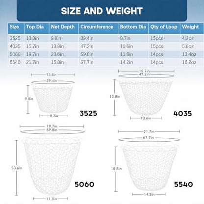 Riverruns Rubber Net Replacement with Repair Kit Fly Fishing Net Replacement Knotless Netting Bag for Rubber Fishing Net, Catch & Release - color: Transparent, size: 13.8" Dia x 9.8" Depth (39.4" Circumference )