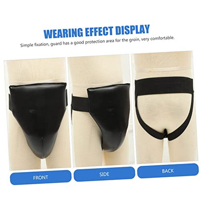 Professional Groin Protector Wear Resistant PU for Boxing Training Black