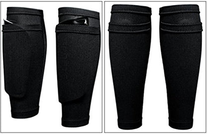 Cosmos 2 Pairs Shin Guard Sleeves Soccer Guard Sleeves for Soccer Sports, Black Color