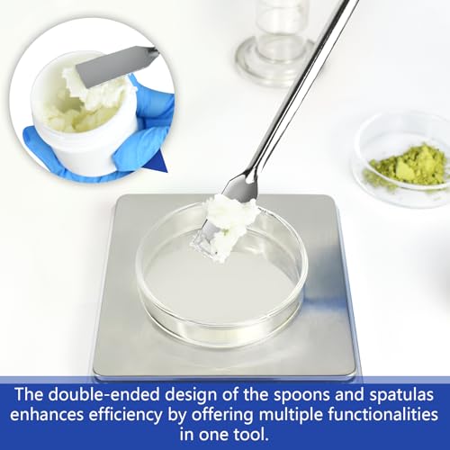 Artcome 304 Stainless Steel Lab Tool Set – 13 PC Sampling and Measuring Kit, Includes Double-Ended Spoons, Spatulas, Long Stirring Spatula, Reagent Wighting Tray, Ideal for Laboratory & Industrial Use