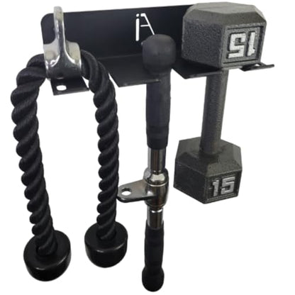 Mini Gym Storage Rack Wall Mount, 4-Hook Barbell and Band Holder, USA Made - style: OMEGA MINI RACK (10 INCH / 4 PRONG)
