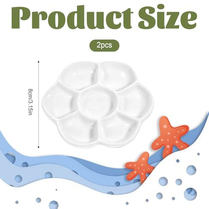 2Pcs Hermit Crab Food Dish, 7 Compartments Anti-Turning Food & Water Bowl, Tiny Reptile Water Bowl for Small Animal Hermit Aquarium Accessory