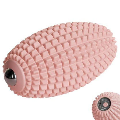 Vibrating Massage Ball for Plantar Fasciitis & Myofascial Release, Silicone Muscle Roller for Back, Shoulder, Foot, and Leg, Portable Trigger Point Massage Tool, 3 Vibration Speeds (Pink) - color: Pink