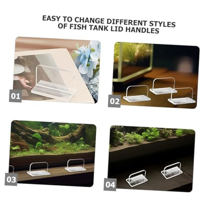 Ciieeo 6pcs Clear Acrylic Aquarium Lid Handles Grip for Fish Tank Replacement Easy Installation Fit for Aquariums Heavy Duty Fish Tank Lid Holders